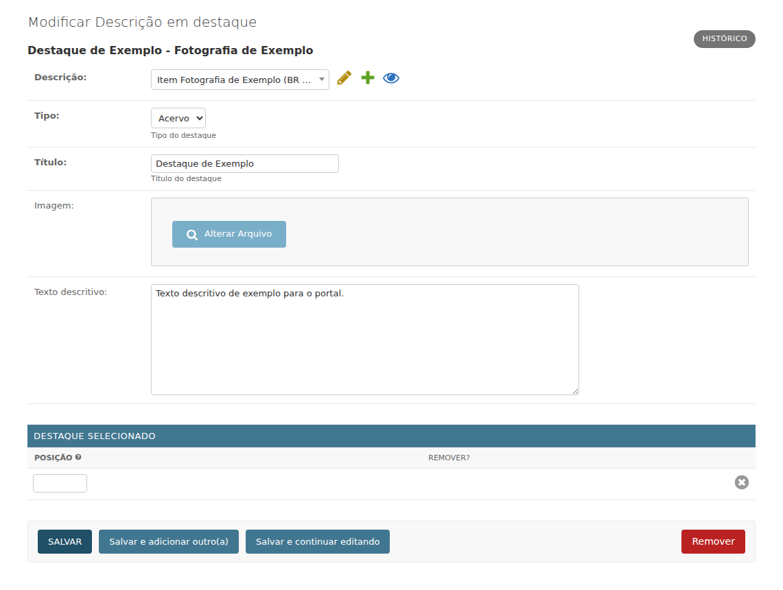 Modulo di descrizione in evidenza nel Django Admin